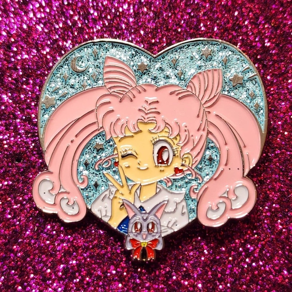 3/$20 Chibiusa & Diana Glitter Heart Sailor MoonEnamel Pin